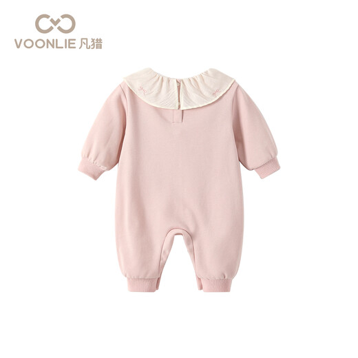 Fanxian baby clothes, spring clothes, newborn baby girl jumpsuit, one-piece full moon, hundred days, fashionable princess romper, spring and autumn, pink 66cm