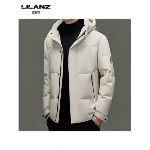 LILANZ new winter men's white duck down hooded warm jacket for young and middle-aged business casual long down jacket men bean green yr9872 14XL (190)