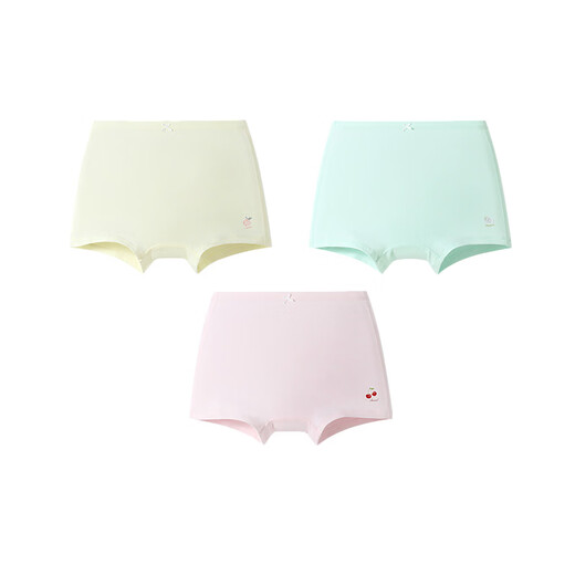 Anair girls' three-piece boxer briefs 2026 spring new cotton boxer briefs, skin-friendly, comfortable and antibacterial, combination 02 (sprouting yellow + gummy green + porcelain light powder) 110