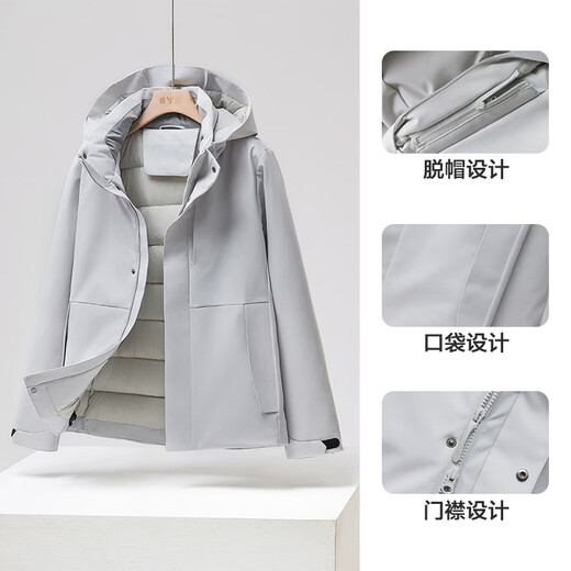 Yalu 2025 New Down Jacket Women's Autumn and Winter Short Outdoor Cold Warm Men's and Women's Same Style Couple Large Size Jacket Men Light Gray S Recommended 100-115 Jin Jin equals 0.5 kg