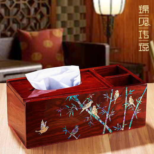 Jinbei Legend wooden mother-of-pearl tissue box remote control storage multi-function tissue box A-003 Bamboo Rhyme Quiet Tissue Box