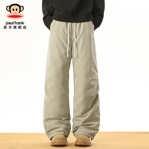 Пол Франк (Paul Frank) холодостойкая и теплая рабочая одежда, пуховые брюки, мужские зимние новые модные брендовые утолщенные брюки на открытом воздухе, свободные прямые повседневные брюки, зеленые, 90% утиный пух, рекомендуется M 95-115Jin Jin равен 0,5 кг