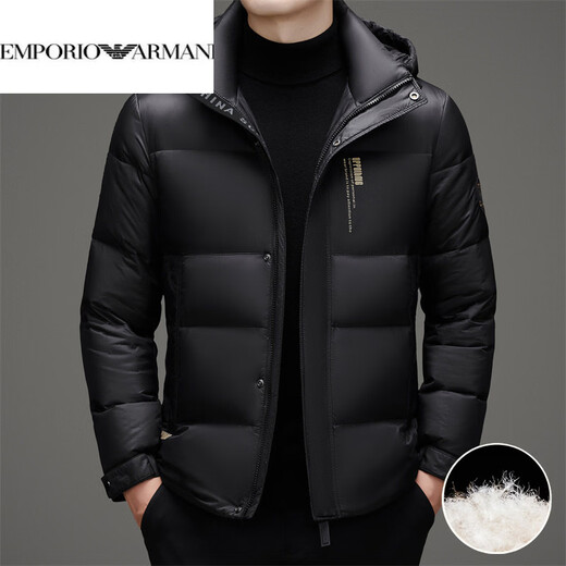 EMPORIO ARMANI阿玛尼男士加厚连帽羽绒服2025冬季新款男装中年爸爸商务休闲保暖 红色 3XL 190