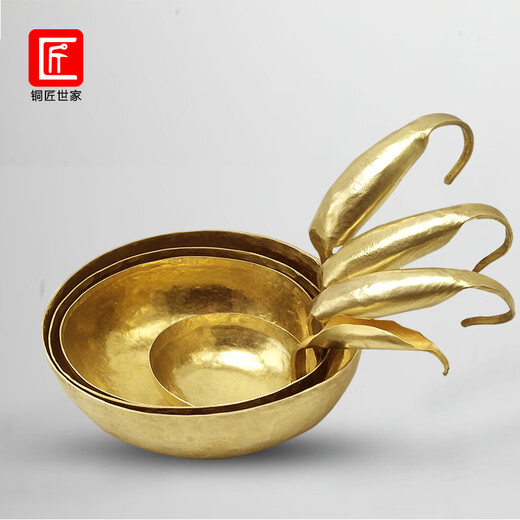 Shanxi pottery edge art handmade pure brass extra large medium 18 cm horse spoon household noodle spoon copper medicine spoon water spoon extra large diameter 22 cm