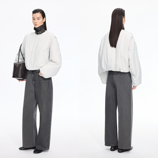 Jiangnan Buyi (JNBY) Shopping mall same style 25 winter new cotton coat loose lapel 5PBB1553H 126/gray white L