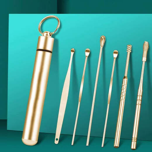 Shantou Lincun Spiral Ear Picking Spoon 6-piece Set Portable Home Children's Ear Picking Tools 6-piece Set - Tuhao Jin* Garden Bucket