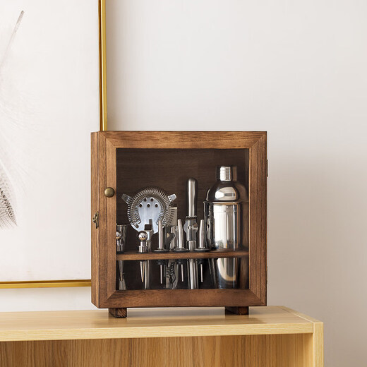 MPPMCK German imported bartender set dust-proof wooden box 304 stainless steel shaker bar supplies professional bartender three-stage dust-proof set