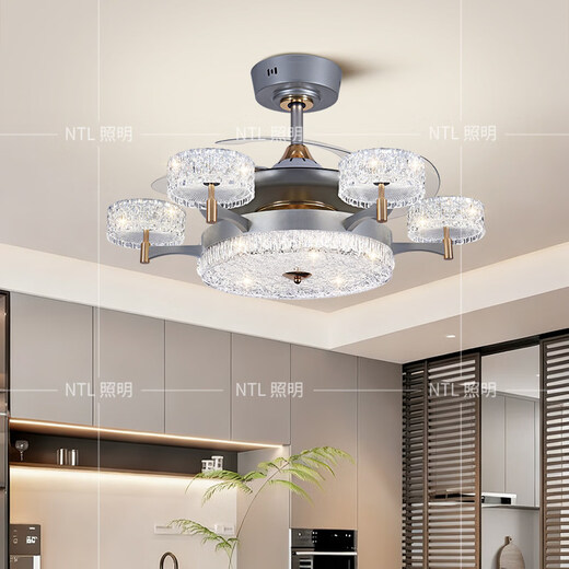 OPPLE Living Room Invisible Fan Lamp 2025 New Modern Simple Dining Room Bedroom Ceiling Fan Lamp Home Integrated Lamp 8 Heads 42 Inch Diameter 85cm Three Color Dimming 160 Watts + Six Wind Speeds +