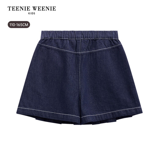 Teenie Weenie Kids 26 years new girls cotton solid color denim pleated skirt pants denim color 110 cm
