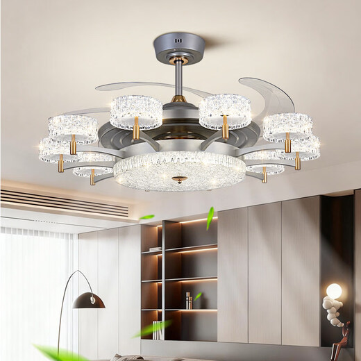 OPPLE Living Room Invisible Fan Lamp 2025 New Modern Simple Dining Room Bedroom Ceiling Fan Lamp Home Integrated Lamp 8 Heads 42 Inch Diameter 85cm Three Color Dimming 160 Watts + Six Wind Speeds +