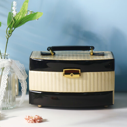 Yusenyi Jewelry Box Princess Cute Jewelry Box Jewelry Storage Box Quality Locked Gift 004 Rice White + European Tissue Box