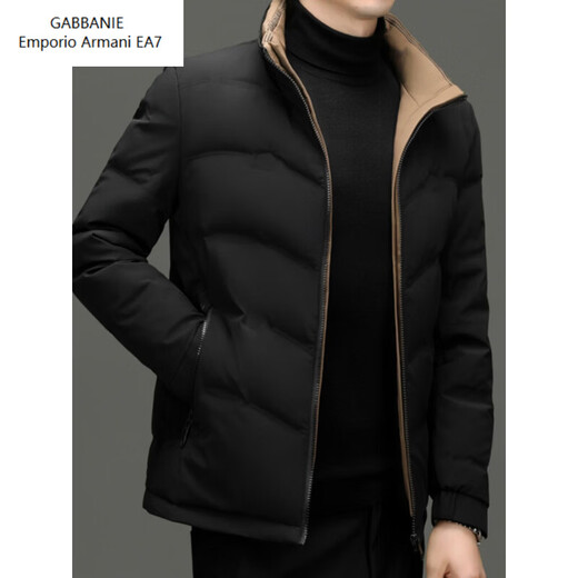Emporio Armani EA7阿玛尼冬季休闲轻薄款羽绒服男立领加厚保暖外套潮流韩版男装鸭绒 黑色 M 170 适合95-115斤