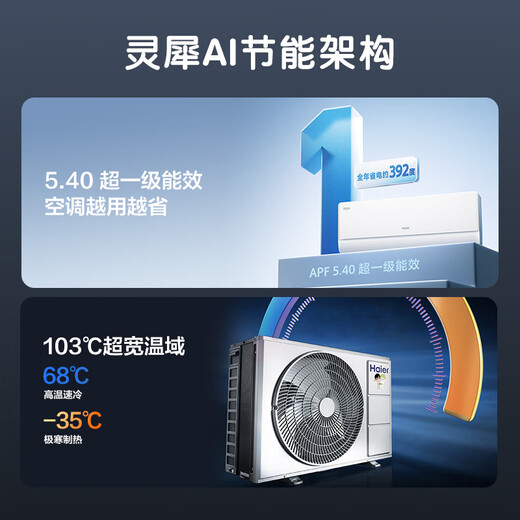 Haier Air Conditioner Mailang Comfort Wind 1.5 HP New Level Energy Efficiency Frequency Converter WIFI Sensitive Wind Control Bedroom Hang-up Heating and Cooling National Subsidy KFR-35GW/E2-1