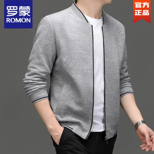ROMON Jacket Men's 2026 Spring and Autumn New Fashion Simple Baseball Jacket Top Business Casual Jacket Men's 82321-J2288 Gray XL 126-140Jin Jin equals 0.5 kg