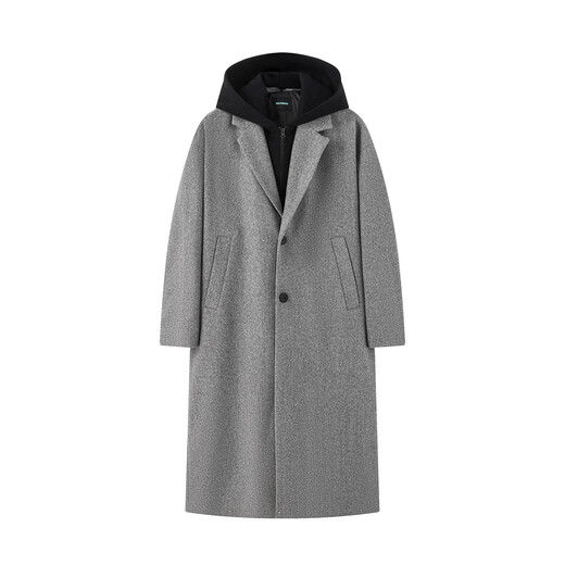 GOLFCROSS fake two-piece simple versatile hooded windbreaker silhouette long coat for men and women, light gray M