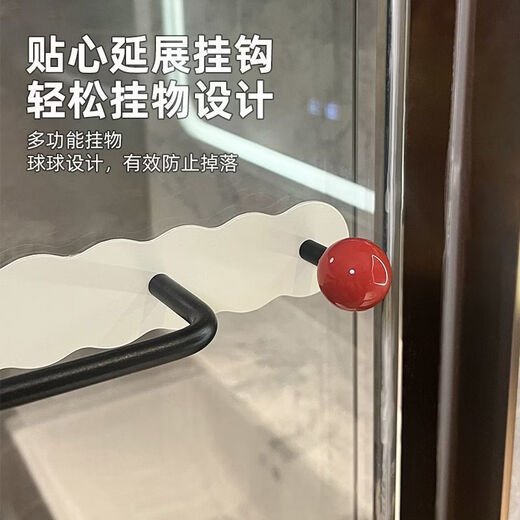 Fantasy bathroom towel rack without punching hook toilet bathroom towel hanging rod creative wall-mounted wall storage rack milk white dopamine towel rack 60cm three beads