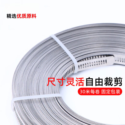 Xu ordered 304 stainless steel universal American hose hoop clamp large pipe clamp through hole steel strip pipe hoop coil strap binding strap 8mm matching 304 buckle