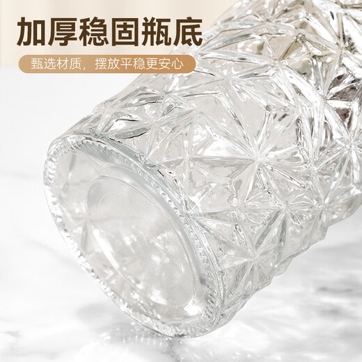 Jin Longxing light luxury glass transparent vase large-diameter ornaments living room flower arrangement creative art hydroponic water-cultured roses and tulips