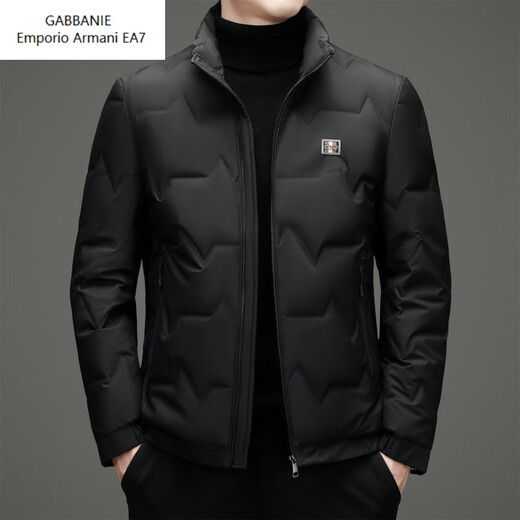 Emporio Armani EA7 Armani winter new men's down jacket for young and middle-aged people casual short stand-up collar thickened white duck down warm down black L 175