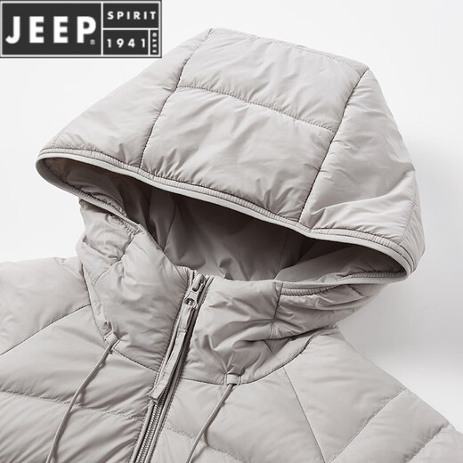 JEEP SPIRIT90白鸭绒轻薄排骨羽绒服短款2025新款男女情侣冲锋衣内胆连帽外套 LYN7523男黑色 M (男95-115.女85-100斤)
