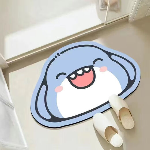 Fantasy soft diatom mud bathroom absorbent floor mat room door quick-drying foot mat door mat toilet carpet light blue shark 40x60cm soft diatom mud 3mm