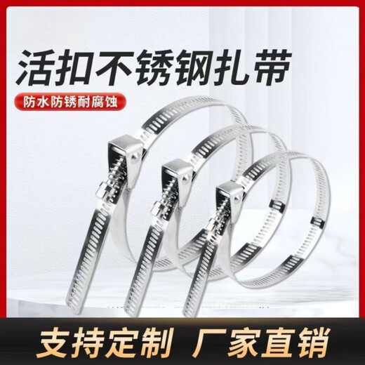 Xu ordered manufacturers to wholesale 10-pack of 304 quick-release ladder hose clamps, stainless steel live buckle cable ties, marine durable metal, 10 pieces/package, 1200mm/root length 1.2 meters