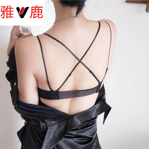 Yalu Front Button Beautiful Back Small Breast Push Up Underwear Feminine Leopard Print Lace Wireless Large Push Up Bra Set Leopard Print Set M 34/75AB Through Cup (Thickness 2c)