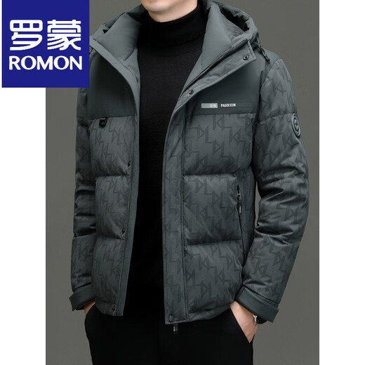 罗蒙（ROMON）【90白鸭绒】羽绒服男外套冬季加厚连帽男款2025新款男士 黑色 M 170/100-120斤