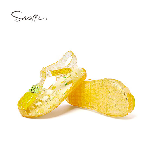 Snuffy Girls Sandals Beach Summer Children Play Water Soft Sole Non-Slip Princess Girls Beach Baby Jelly Shoes Pineapple Smoothie Yellow 24 Feet Length 15cm