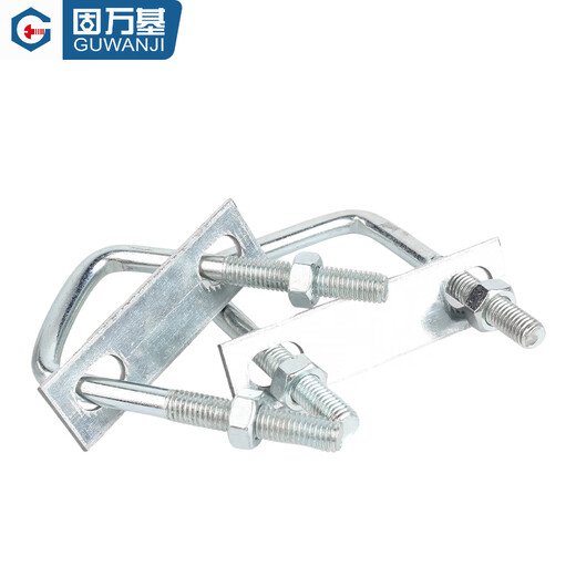 GUWANJI galvanized right-angle square U-bolt tube clamp square screw buckle clamp hoop baffle extension fixation M10x190x300 2 sets