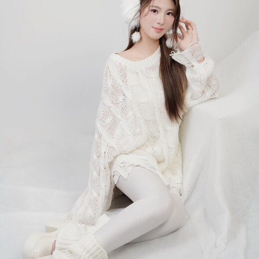 B-skin ski socks for men and women, over-the-knee stockings, autumn and winter sports fashionable knee pads, warm socks, anti-curling bare leg artifact, pearl white M 80-130Jin Jin equals 0.5 kg