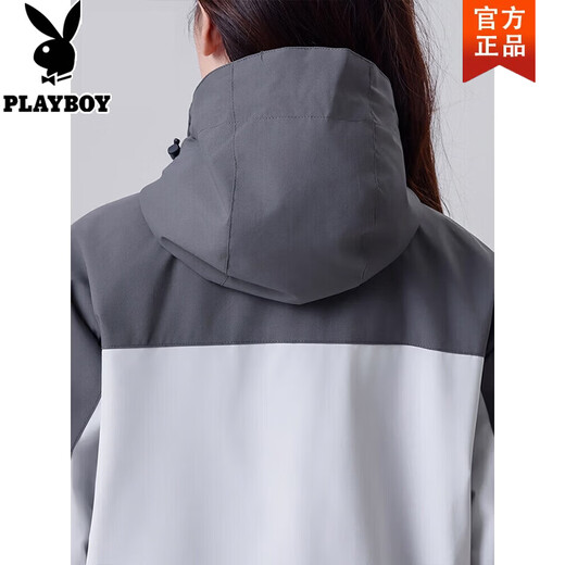 Playboy (PLAYBOY) one-piece, three-wear couple style fleece jacket for men, autumn and winter outdoor leisure, removable fleece-lined mountaineering jacket, black, women's style, S recommended 85-105Jin Jin equals 0.5kg