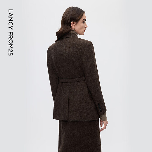 Langzi same style as the show Gaozhi series old money style high-end wool suit/skirt/shirt/trousers dark coffee color M
