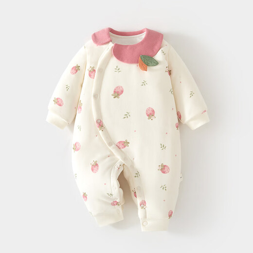 JOYNCLEON winter baby thickened jumpsuit baby quilted newborn warm cotton clothes infant rompers outing clothes LTY0500 pink (pinkberry childish heart 120g cotton one-piece) 66cm 3-6 months recommended weight 6.8-8.9kg
