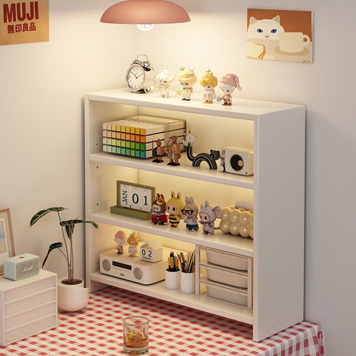 Desktop bookshelf storage rack desk side multi-layer storage cabinet office dormitory desk organizer small bookcase four layers walnut color 60*17*60CM