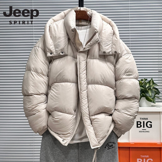 JEEP SPIRIT пуховик мужской с высоким наполнением, короткий зимний стиль, утолщенный, для экстремальных холодов, съемный капюшон, теплая хлебная куртка кремового цвета M 130Jin Jin весит с точностью до 0,5 кг.