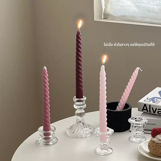 Yusenyi Classic Antique Candle Romantic Sentiment Colorful Spiral Long Rod Atmosphere Home Birthday Candlelight Dinner Smoke-free and Odorless Purple Gradient 4 Packs