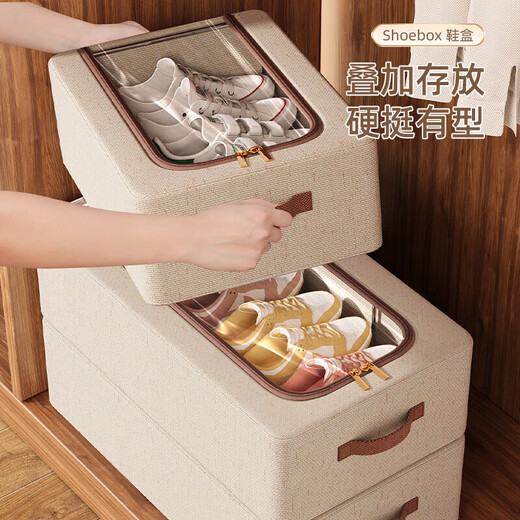 DEATKN German high-end shoe box shoe storage home dormitory space-saving foldable thickened shoe cabinet trunk shoe box newly upgraded snow mountain cotton material 40*30*15cm