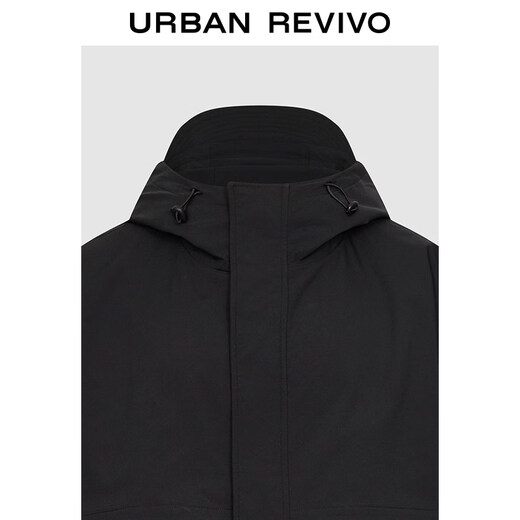 UR2026 Spring New Men's Trendy Outdoor Hooded Drawstring Super Loose Windbreaker UUV160010 Black S