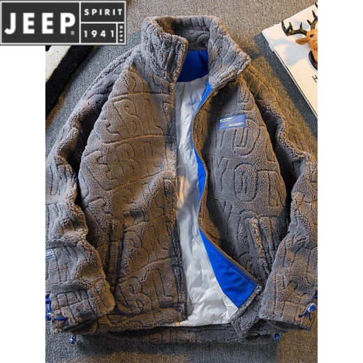 JEEP SPIRIT羊羔绒羽绒服外套男冬季2025新款加绒加厚羊羔毛夹克 黑色 羽绒内里 M (95-110斤)