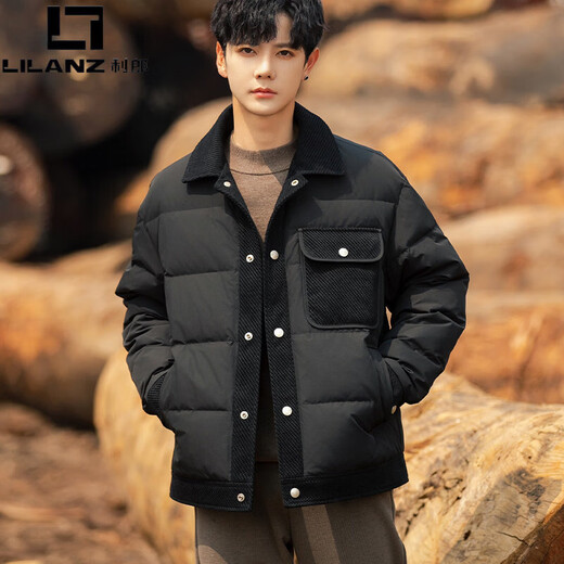 LILANZ Chaqueta de plumón con solapa para hombre Invierno 2025 Nueva ropa de trabajo informal Chaqueta de plumón de pato blanca cálida y moderna Marrón XL 130-150