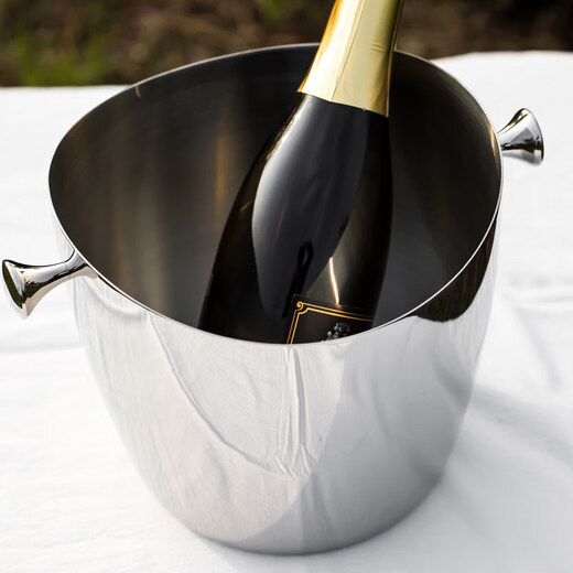MPPMCK Nordic personality 304 stainless steel ice bucket European style large stainless steel champagne ice wine bucket wide mouth iced red wine bucket large double ear ice bucket