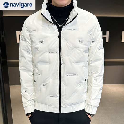 Navigare Italian small sailing down jacket men's short lightweight winter 2025 new men's thickened warm white duck down white L