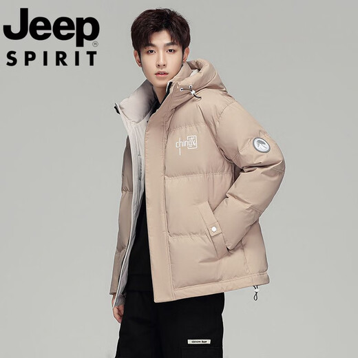 JEEP Мужской зимний утепленный короткий пуховик JEEP Jeep International, новинка 2025 года, молодежная теплая куртка белого цвета, L Рекомендуемый размер (121-135Jin Jin равен 0,5 кг)