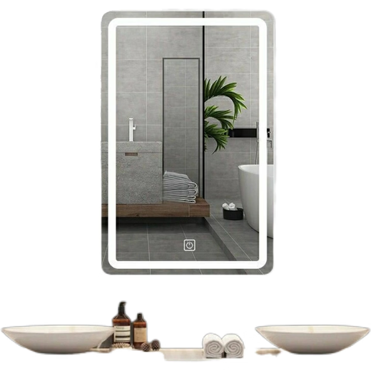 DYQTled Smart Mirror Touch Screen with Light Bathroom Mirror Anti-fog Bathroom Wall Mounted Cosmetic Mirror Bathroom Illuminated Mirror Horizontal Hanging or Customized Size Please Specify (Remarks) 400x600 mm