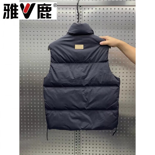 雅鹿冬季新款工装羽绒马甲男青年宽松休闲简约白鸭绒背心加厚无袖外套 黑色 M 建议100-130斤