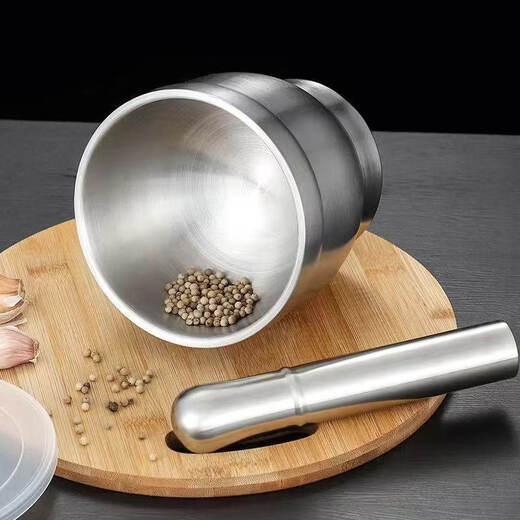 OUOETY German 304 stainless steel garlic mortar mashing grinding jar mashing garlic press stone mortar grinder bowl household grinding 304 stainless steel extra large 14.5cm upgraded and reinforced