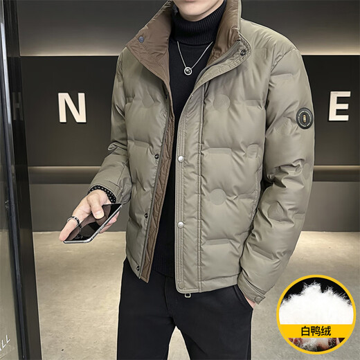 Snow Flying (SNOWFLYING) Lightweight Down Jacket Men's Winter 2025 New High-end Coldproof Handsome Short Trendy Warm Thickened Men's Jacket Beige XL Men's New 2025 Recommended 140-160 Jin Jin is equal to 0.5 kg