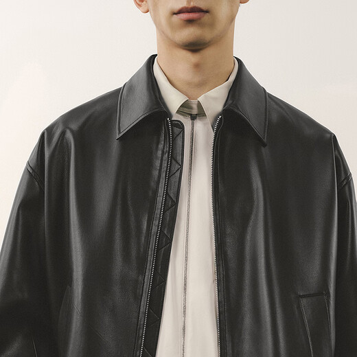 Sketch men's 2026 spring new imitation leather jacket H-shaped short oversize9Q1T13950 001 black L