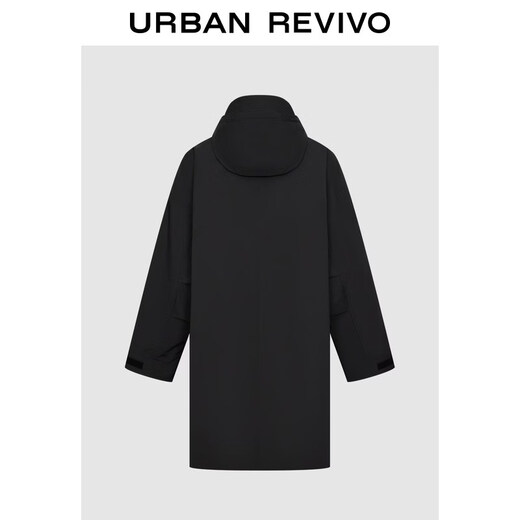 UR2026 Spring New Men's Trendy Outdoor Hooded Drawstring Super Loose Windbreaker UUV160010 Black S